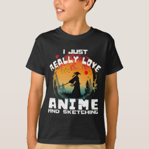 jag älskar verkligen anime och skissande t shirt