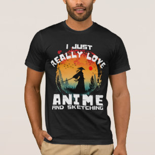 jag älskar verkligen anime och skissande t shirt