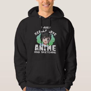 JAG ÄLSKAR VERKLIGEN ANIME OCH SKISSER HOODIE