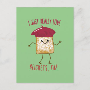 Jag älskar verkligen Beignets, OK! Gullig Kawaii Vykort