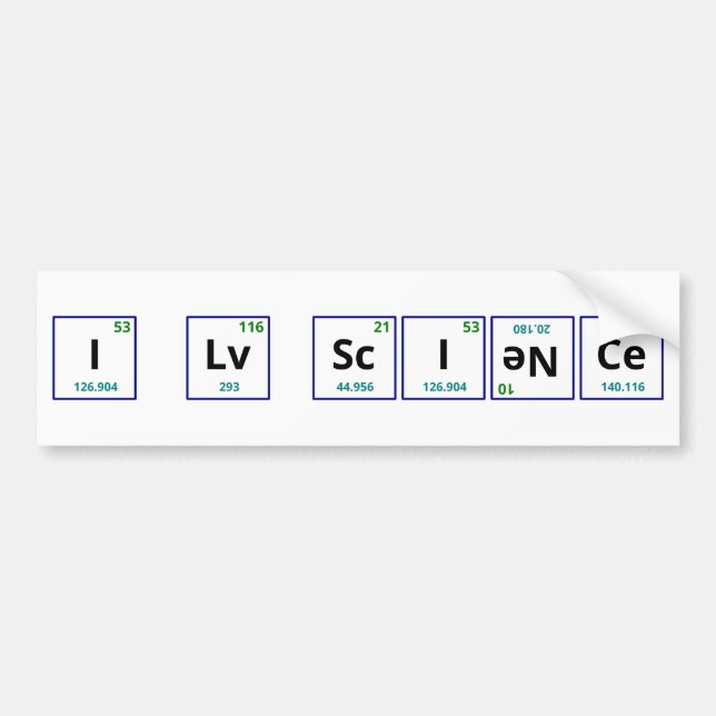 Jag älskar vetenskap bildekal (Framsidan)