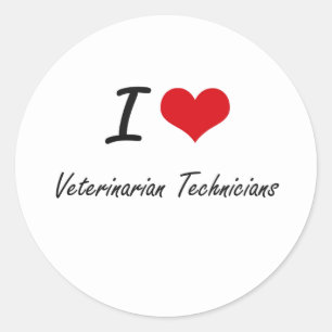 Jag älskar veterinär- tekniker runt klistermärke