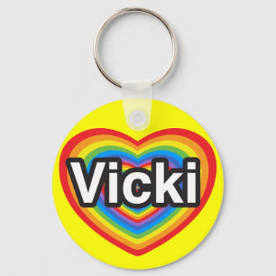 Jag älskar Vicki. Jag älskar dig Vicki. Hjärta Nyckelring