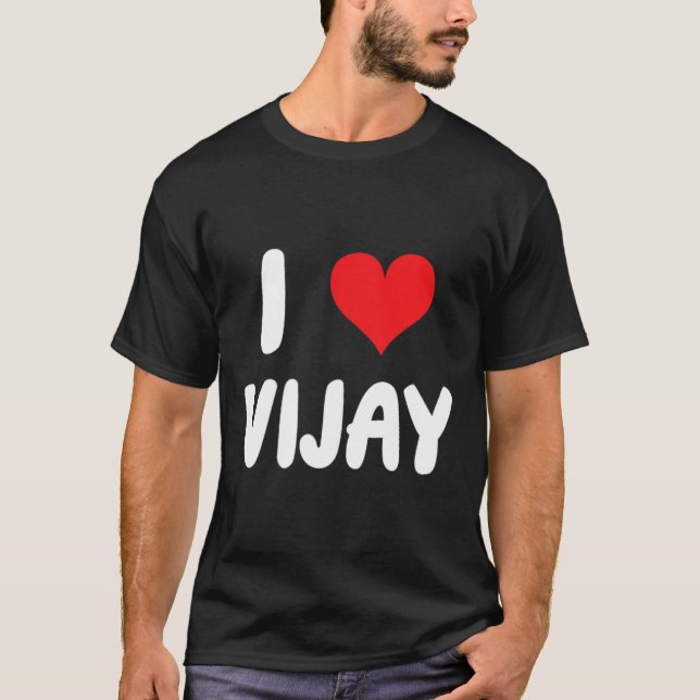 Jag älskar Vijay - Hjärta  T Shirt (Framsida)
