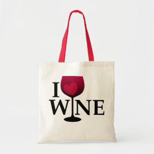 Jag älskar vin hänger lös tygkasse