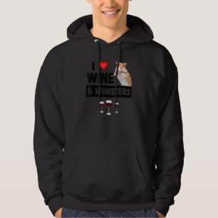 Jag älskar vin och hamstrar burhjul dricker Anima Hoodie