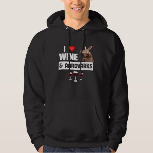 Jag älskar vin och jordsvin myrpiggsvin dricker dj hoodie