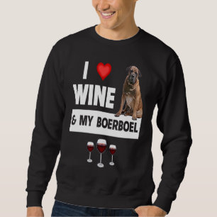 Jag älskar vin och min boerboel jakt hund mamma pa lång ärmad tröja