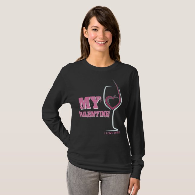 Jag älskar vinvalentines day tee shirt (Hel framsida)
