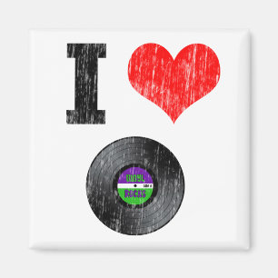 Jag älskar vinylrekord magnet