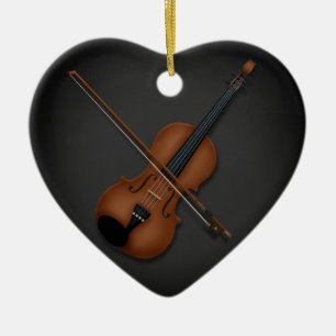 Jag älskar Violin Charming Classical Music Black Julgransprydnad Keramik