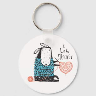 Jag älskar virkningen Keychain Nyckelring