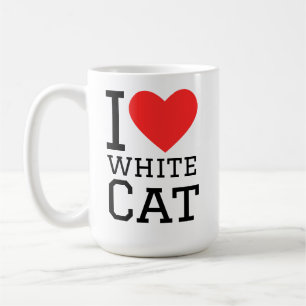 Jag älskar vit katt kaffemugg