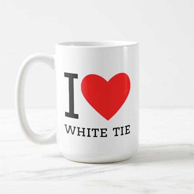 Jag älskar vit slips kaffemugg (Vänster)