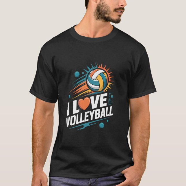 Jag älskar volleyboll entusiast design t shirt (Framsida)
