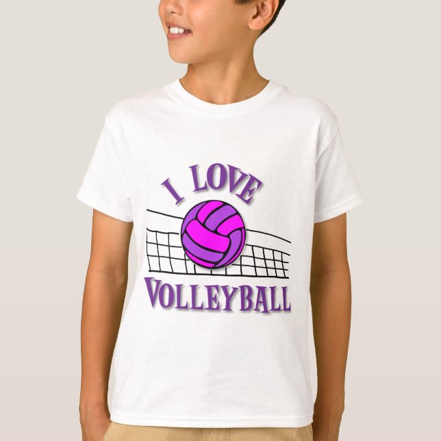 Jag älskar volleyboll, pinkpurple tee (Framsida)