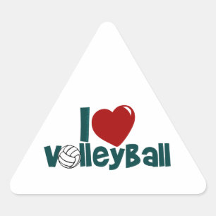 Jag älskar volleyboll triangelformat klistermärke