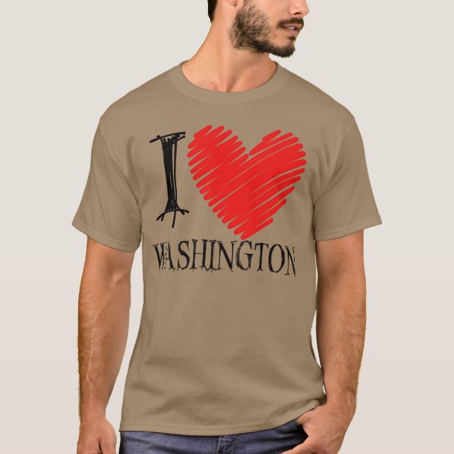 Jag älskar Washington Washington Älskar Washington T Shirt (Framsida)