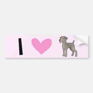 Jag älskar Weimaraners Bildekal