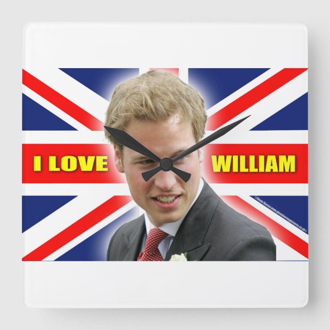 Jag älskar William Fyrkantig Klocka (Framsida)