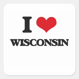 Jag älskar Wisconsin Fyrkantigt Klistermärke