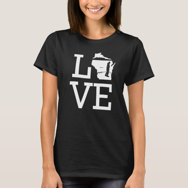 Jag älskar Wisconsin Isfiske T Shirt (Framsida)