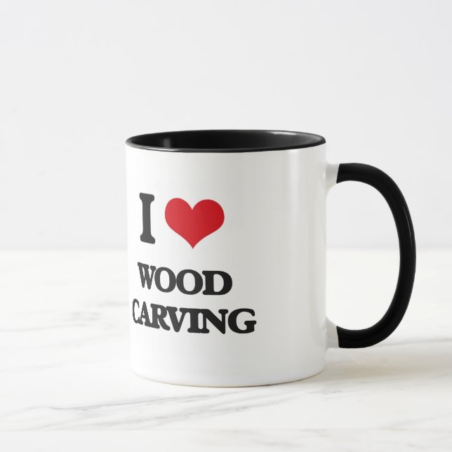 Jag älskar Wood snida Mugg (Höger)