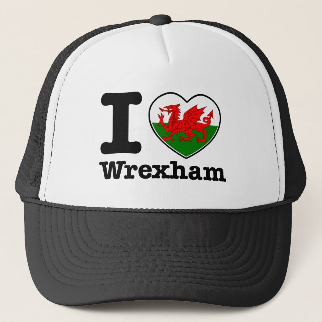 Jag älskar Wrexham Truckerkeps (Framsida)