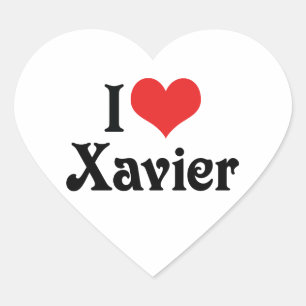 Jag älskar Xavier Hjärtformat Klistermärke
