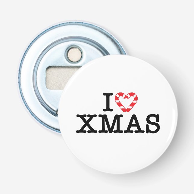 Jag älskar Xmas Candy Cane Heart Flasköppnare (Framsidan)