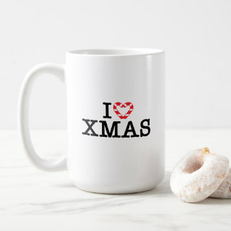 Jag älskar Xmas Candy Cane Heart Kaffemugg