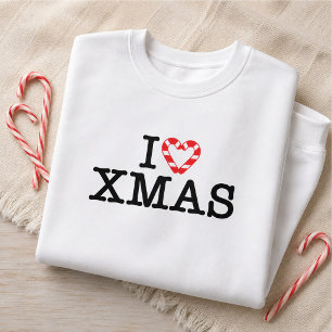 Jag älskar Xmas Candy Cane Heart Lång Ärmad Tröja