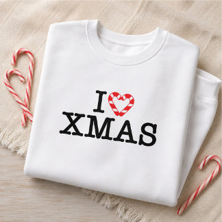 Jag älskar Xmas Candy Cane Heart Lång Ärmad Tröja