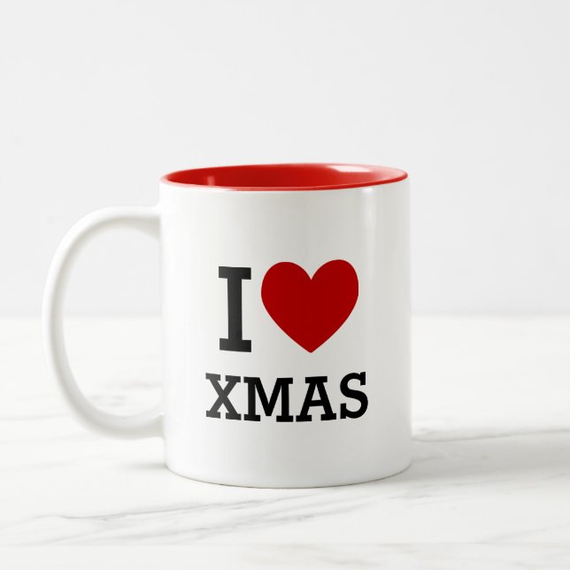 Jag älskar XMAS Tvåtons kaffemug Två-Tonad Mugg (Vänster)