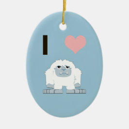 Jag älskar Yeti Söt Tecknad Snömonster Julgransprydnad Keramik