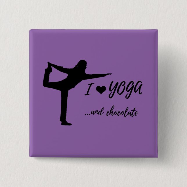 Jag älskar yoga och choklademblem knapp (Framsida)