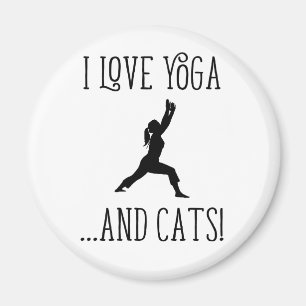 Jag älskar Yoga, och kattsvarten märker magneten Magnet