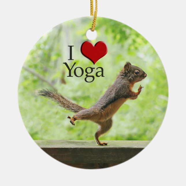 Jag älskar Yogaekorren Julgransprydnad Keramik (Framsidan)