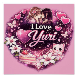 Jag älskar Yuri | Kawaii Girls’ Love Anime Estetik Perfect Poster