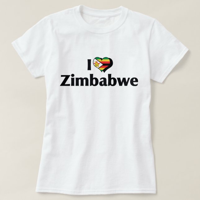 Jag älskar Zimbabwe Flagga Tröja (Design framsida)