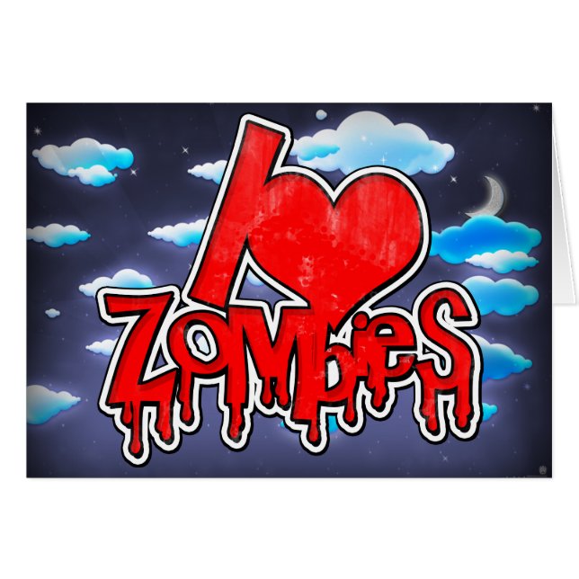 Jag älskar zombies röda hälsningskort (Framsidan Horizontal)