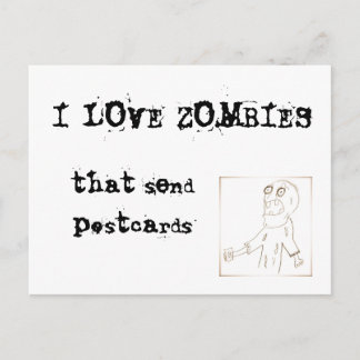 Jag älskar Zombies som överför vykort