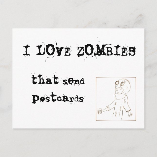 Jag älskar Zombies som överför vykort (Framsida)