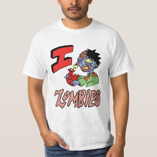 Jag älskar Zombies Tee Shirt (Framsida)