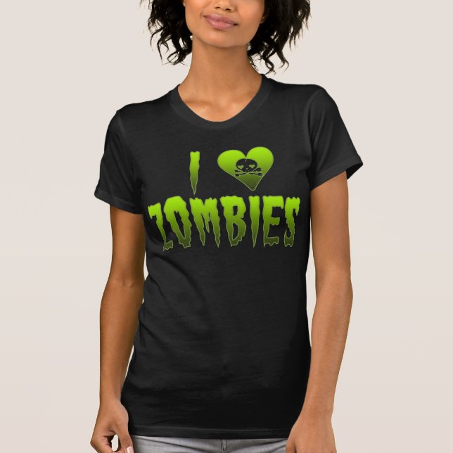 Jag älskar Zombiesskallen Halloween T Shirt (Framsida)