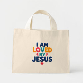 JAG ÄLSKAS AV JESUS HANDVÄSKA MINI TYGKASSE