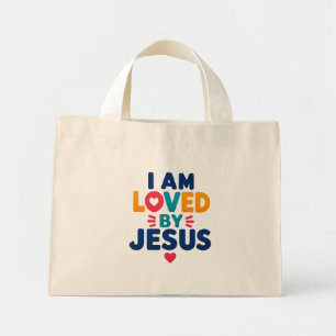 JAG ÄLSKAS AV JESUS HANDVÄSKA MINI TYGKASSE