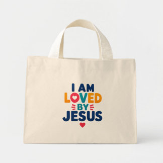JAG ÄLSKAS AV JESUS HANDVÄSKA MINI TYGKASSE
