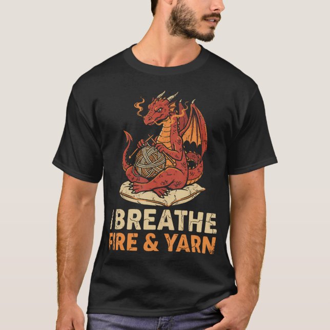 Jag Andas Eld Och Garn Drakstickning T Shirt (Framsida)