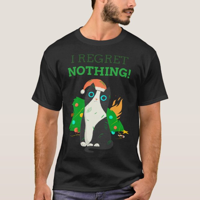 Jag ångrar ingenting julkatten perfekt t shirt (Framsida)
